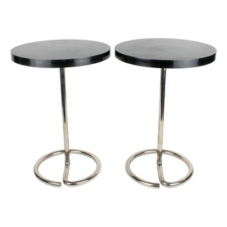 Art Deco Side Tables by René Herbst, Chrome & Bakelite, Circa 1935 For Sale