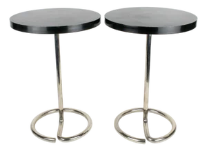 Art Deco Side Tables by René Herbst, Chrome & Bakelite, Circa 1935