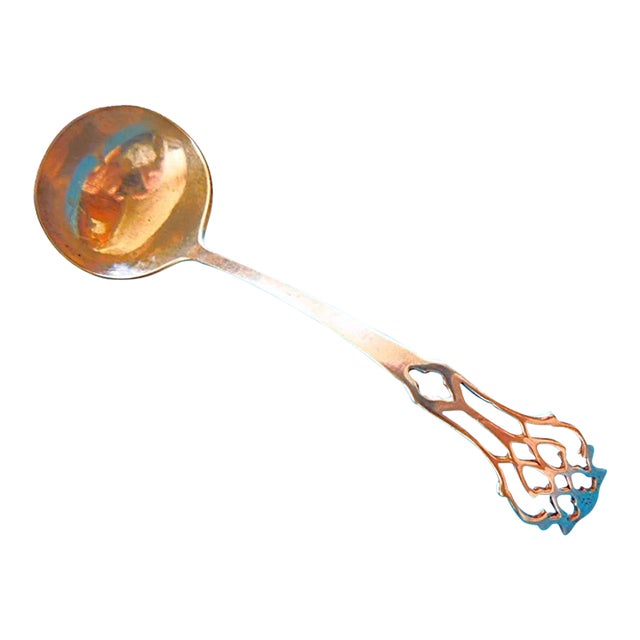 Early 20th Century Lunt Sterling Silver 'Chippendale' 5" Pierced Handle Sauce Ladle - No Mono For Sale