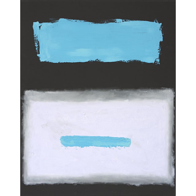 Rothko Surprise #187 Aqua White Black Minimalist Oil on Canvas 2026 For Sale