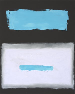 Rothko Surprise #187 Aqua White Black Minimalist Oil on Canvas 2026