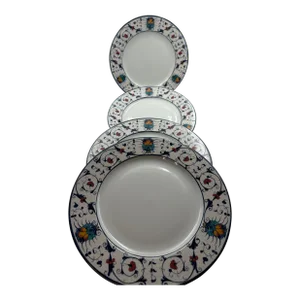 1990s Sarreguemines France Porcelain Pyroblan Custom Made Plates- Set of 4