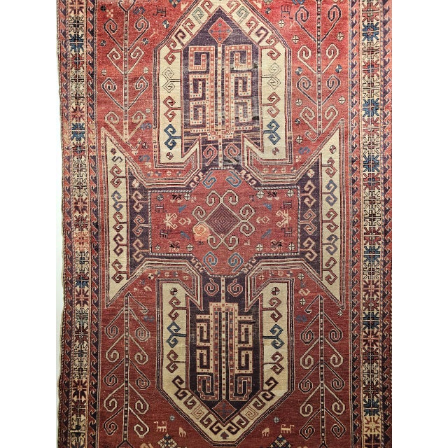 Antique Caucasian Kazak Sevan Area Rug, Handwoven Wool, Geometric Design, 1900s, 6' x 9' For Sale - Image 10 of 17