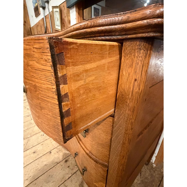 Antique Victorian Oak Bedroom Dresser W/ Serpentine Style Front For Sale In Boston - Image 6 of 10