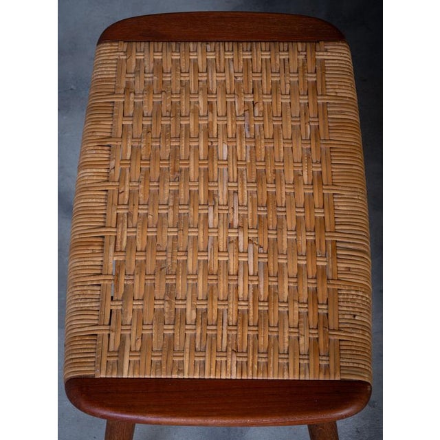 Wood Teak and Woven Stools, Denmark, 1960s, Set of 2 For Sale - Image 7 of 8