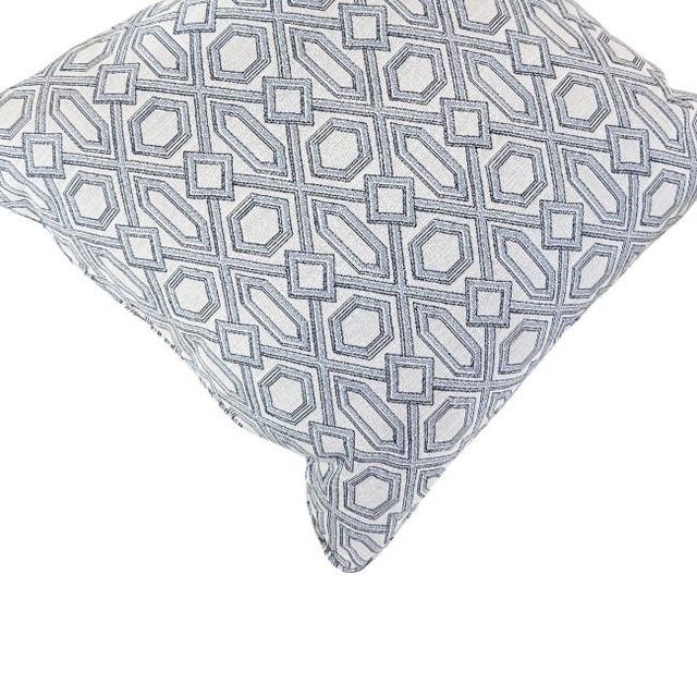 2020s Pair 24'' Blue&White Geometric Pillows For Sale - Image 5 of 5