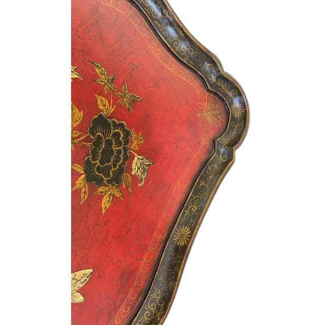 Red Chinoiserie Style Cocktail Table For Sale - Image 8 of 11