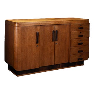 Art Deco Brown Wooden Sideboard, 1930s For Sale