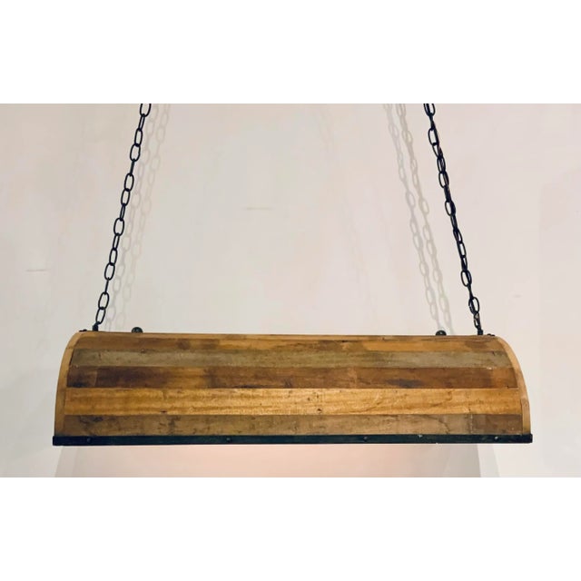Wood Organic Modern Reclaimed Barrel Wood Chandelier For Sale - Image 7 of 7