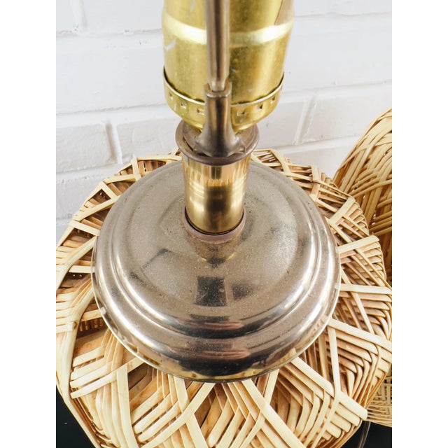 Nautical Vintage 1980s Woven Rattan Table Lamps - Pair For Sale - Image 3 of 5