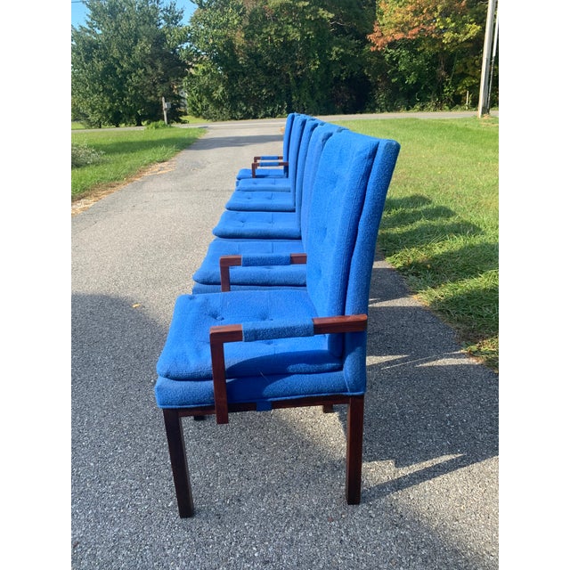 Dillingham B Collection Arthur Umanoff 70s Cobalt Upholstered Walnut