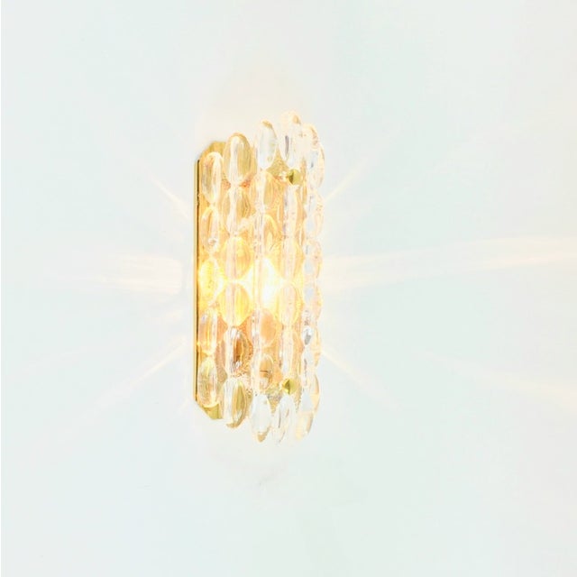 Orrefors Mid Century Scandinavian Glass & Brass Wall Light by Carl Fagerlund for Orrefors, Sweden, 1960s For Sale - Image 4 of 9