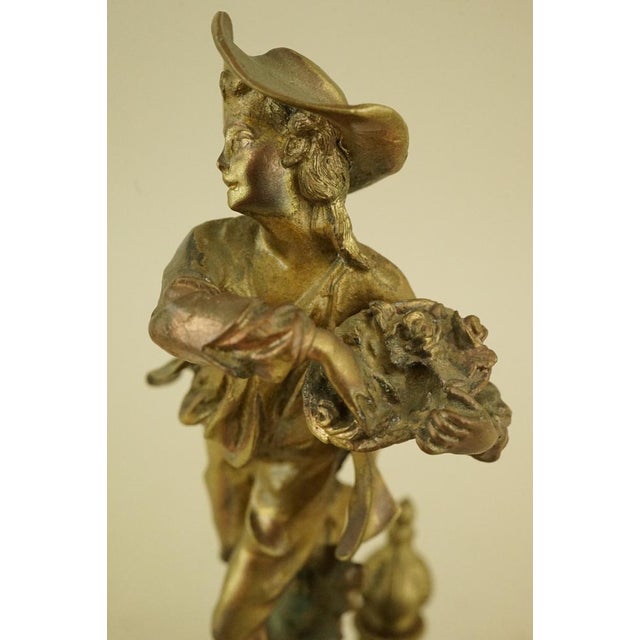 20th Century Mercury-Gilded Bronze Sculptures of Lady and Dandy, France For Sale - Image 16 of 18