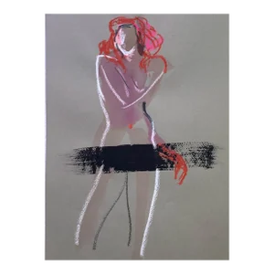 Hidden From View #3 Gesture Figurative Mixed Media Painting on Paper