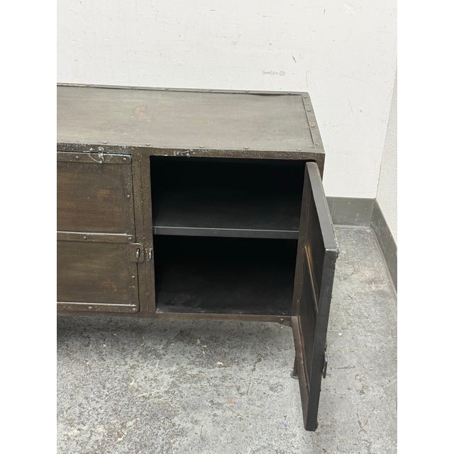 Restoration Hardware Industrial Tool Chest Sideboard For Sale - Image 9 of 12