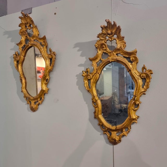 Antique Venetian Gilded Mirrors, 1870, Set of 2 For Sale - Image 9 of 12