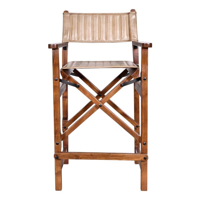 Leather Bar Stool - Brown For Sale