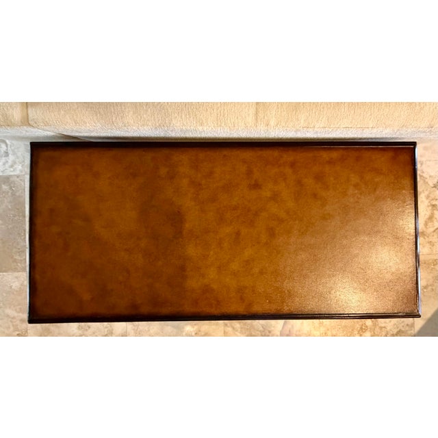1990s 1990s Palecek India Designer Writing Desk - Dark Wood & Textured Leather For Sale - Image 5 of 5
