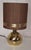 Vintage Gilt Metal Ball Table Lamp with Brown Fabric Shade from Bewatt, 1980s, in Very Good conditions. Designed 1980 to...