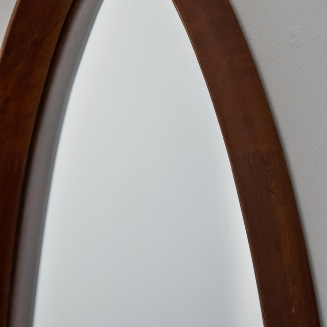 Mid-Century Modern Italian Mid-Century Walnut Oval Mirror For Sale - Image 3 of 11