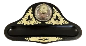 Victorian Ebonised and Brass Desk Set ,1860s, Set of 2