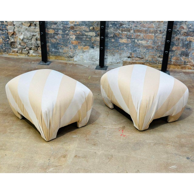 Post Modern Pair of Souffle Pouf Ottomans/Stool 1980 For Sale - Image 4 of 7