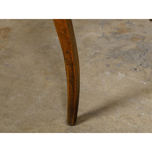 Brown French Louis XV Style Walnut Side table with Scalloped Apron and Single Drawer For Sale - Image 8 of 12