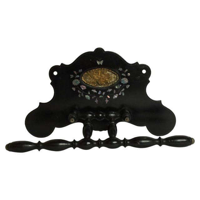 Folk Art Wall Rack Mother of Pearl and Embroidery For Sale