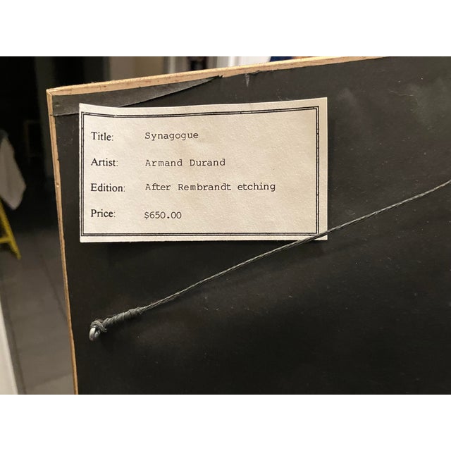 French 1900s Armand Durand "After Rembrandt" Synagogue Etching For Sale - Image 3 of 3