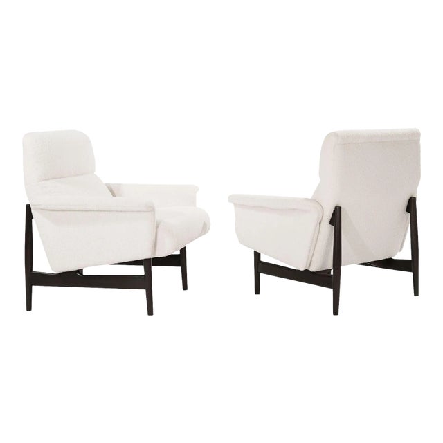 Scandinavian-Modern Lounge Chairs in Wool, 1950s For Sale