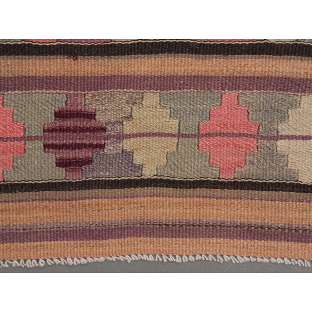 1970s Vintage Handmade Wool Cotton Purple Runner Rug For Sale - Image 10 of 11