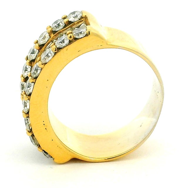 1980s American 18k Gold 4.60 Carat Diamond Wide Band Ring, Size 6.5 For Sale In Miami - Image 6 of 12