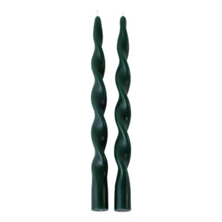 Lumière Twist Taper Candles, Set of 12 in Alpine Green, 12" For Sale