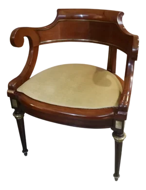 French Empire Style Cane and Wood Desk Armchair