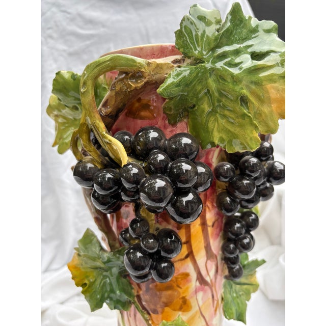 Ceramic Classic Trio of Vintage 1960s Italian Barbotine Majolica Vases Visceral Composition For Sale - Image 7 of 17