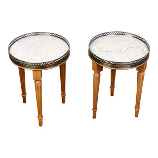 Pair of French Louis XVI Marble Topped Accent Side Tables, Mid-20th Century For Sale