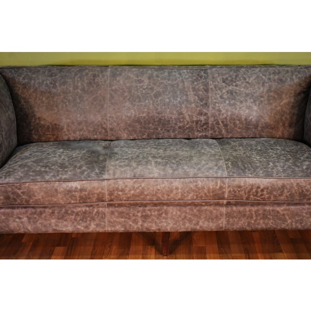 Kenmore Leather Sofa - Grey For Sale In Chicago - Image 6 of 7
