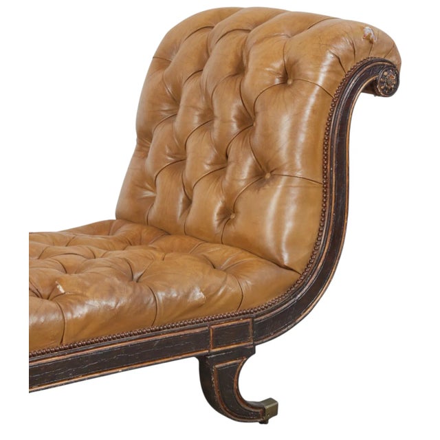 Antique Regency Period Tufted Leather Chaise Lounge c.1810 For Sale - Image 4 of 4