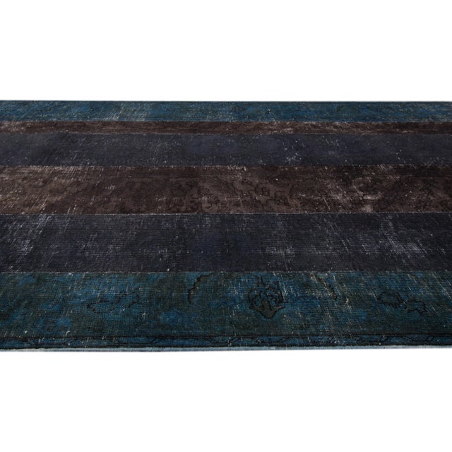 Textile Vintage Persian Overdyed Handmade Multicolor Geometric Wool Runner For Sale - Image 7 of 8