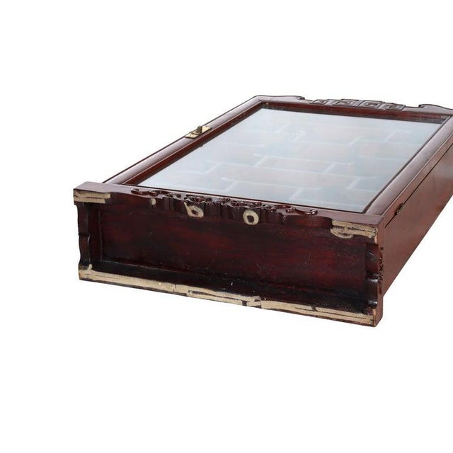 Antique Chinese Mahogany Netsuke Enclosed Display Cabinet C1930 For Sale - Image 13 of 14