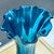 Mid-Century Modern Mid-Century Modern Blue Ruffled Rim 14" Tall Blown Glass Vase For Sale - Image 3 of 11