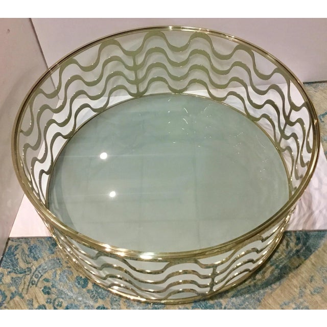 Modern Caracole Modern Brass and Glass Making Waves Cocktail Table For Sale - Image 3 of 5
