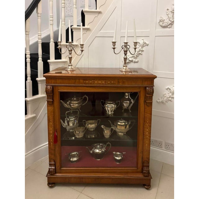 Antique Mid-19th Century Inlaid Mahogany Display Cabinet, 1860s For Sale - Image 3 of 15