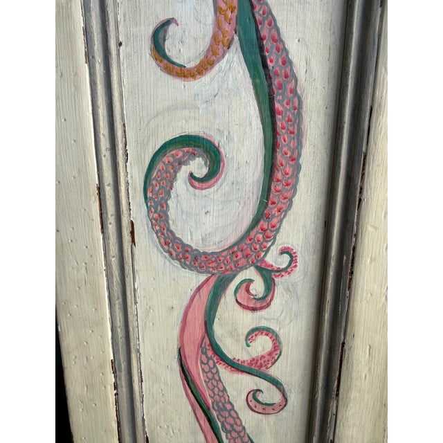 Vintage Pink Dragon Painted Caninet Folk Art For Sale In Chicago - Image 6 of 12
