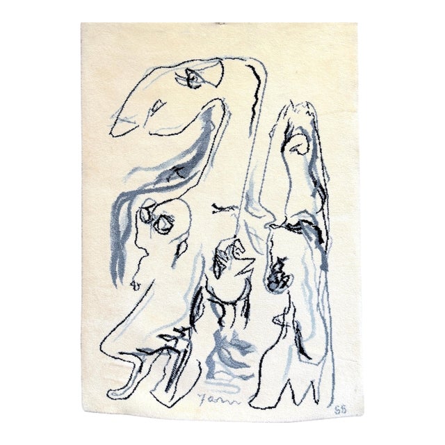 Large Scandinavian Abstract Wool Tapestry, by Asger Jorn (CoBrA) circa 1955 For Sale