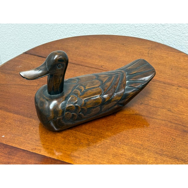 Folk Art Hand Carved Wooden Duck For Sale - Image 9 of 12