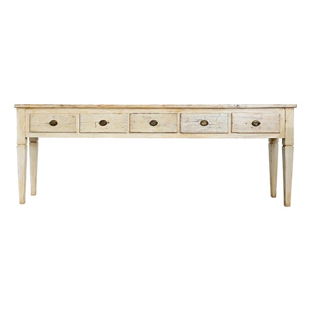 Swedish 19th Century Painted Server with Five Drawers For Sale