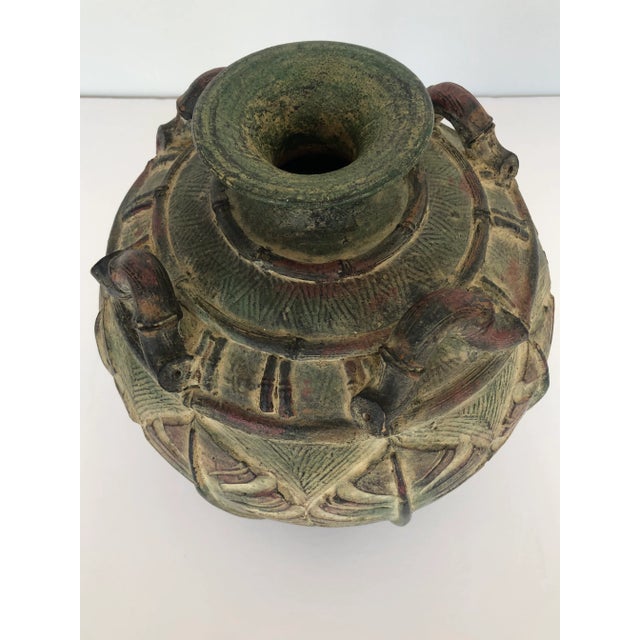 Ceramic 1940's Bas Relief Vase With Botanical Details For Sale - Image 7 of 9