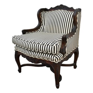 Vintage Carved Oak Country French Style Boudoir Chair For Sale