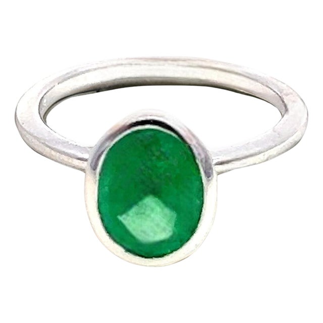 Natural Solitaire Emerald Ring Size 6.5 14k White Gold 2.5 Cts Certified For Sale